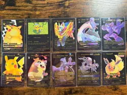 10 Black Gold Custom Pokemon Cards Lot – VMAX GX V Pikachu Mewtwo Umbreon - Image 1