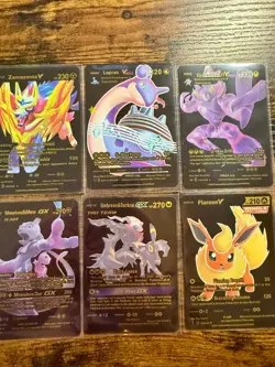 10 Black Gold Custom Pokemon Cards Lot – VMAX GX V Pikachu Mewtwo Umbreon - Image 2