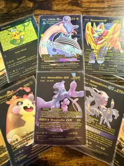 10 Black Gold Custom Pokemon Cards Lot – VMAX GX V Pikachu Mewtwo Umbreon - Image 5