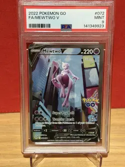 Pokemon TCG Mewtwo v Full Art Holo Ultra Rare Card 072/078 PSA 9 - Image 1