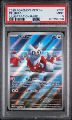 2025 POKEMON MEG EN-MEGA EVOLUTION ILLUSTRATION RARE #152 DELIBIRD PSA 9 - Image 1