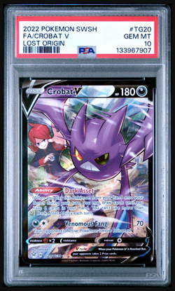 2022 POKEMON SWORD & SHIELD LOST ORIGIN #TG20 FULL ART/CROBAT V PSA 10 - Image 1