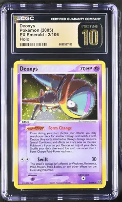Pokemon Deoxys EX Emerald Holo Rare 2/106 2005 CGC 10 Pristine Black Label - Image 1