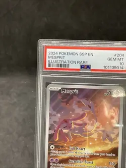2024 POKEMON SSP EN-SURGING SPARKS ILLUSTRATION RARE #204 MESPRIT PSA 10 - Image 3