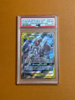 2019 POKEMON SM BLACK STAR PROMO #SM191 FULL ART/MEWTWO & MEW GX PSA 10 - Image 1