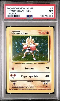 2000 Pokemon ITALIAN Unlimited Base Set Hitmonchan Holo 7/102 PSA 7 NM - Image 1