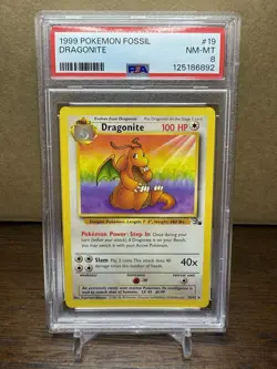 1999 Pokemon Fossil Dragonite 19/62 Non Holo PSA 8 - Image 1