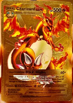 Charizard DX 52/100 Gold Metal Pokemon Card Max Wildfire HP500 - Image 1