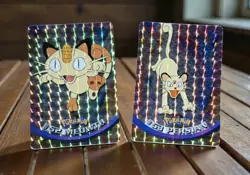 Pokemon Topps MEOWTH #52 & PERSIAN #53 EVO Holo Prism Vending Sticker Cards - Image 1
