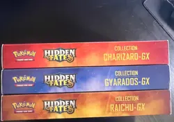 LOT of 3 Pokemon Hidden Fates GX Collection Boxes – Charizard, Raichu, Gyrados - Image 2