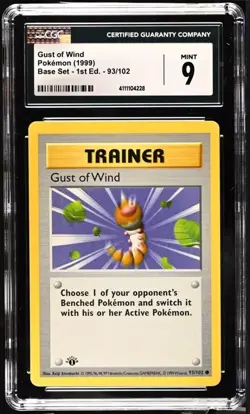Gust of Wind 93/102 1st Edition Pokemon Base Set CGC 9 Mint - Image 1