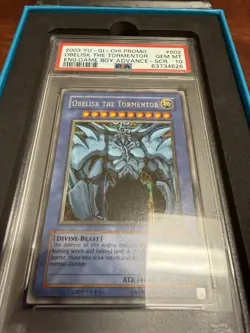 2003 Yugioh GBI-002 Obelisk the Tormentor Secret Rare Promo PSA 10 Gem Mint - Image 1