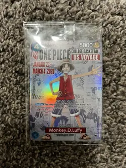 Bandai One Piece CCG Monkey.D.Luffy Promo Card US Voyage Gonzaga Foil - Image 1