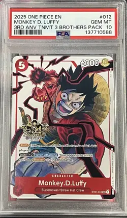 Bandai One Piece Monkey.D.Luffy Leader 3rd Anniversary 3 Brothers Pack PSA 10 - Image 1