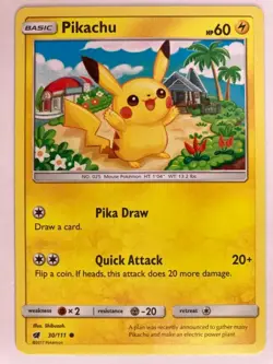 Pikachu 30/111 Non Holo Common Crimson Invasion Pokemon Card - Image 1