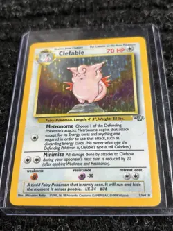 Pokemon Clefable 1/64 unlimited holo rare trading card from the 1999 Jungle set - Image 3
