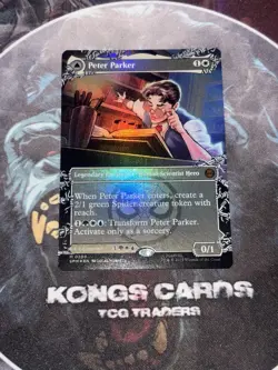 MTG Peter Parker 0208 FOIL Borderless Mythic - Image 1
