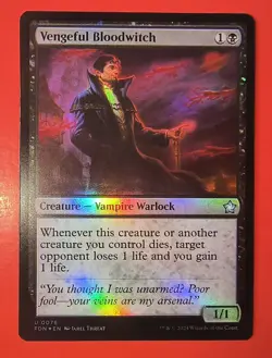 1 X,MTG: MAGIC- VENGEFUL BLOODWITCH/ 0076/ FOIL FINISH/ FOUNDATIONS, FDN - Image 1