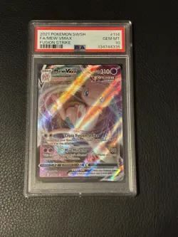 2021 POKEMON SWORD & SHIELD FUSION STRIKE #114 FULL ART/MEW VMAX PSA 10 - Image 1