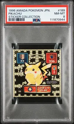 1996 AMADA POKEMON JPN STICKER COLL #189 PIKACHU PSA 8 - Image 1