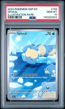 Pokemon TCG Spheal 199/191 Surging Sparks Illustration Rare PSA 10 - Image 1