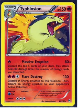 2015 RARE TYPHLOSION 20/162 - XY BREAKTHROUGH POKEMON HOLO NM/M (T1) - Image 1