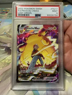 2022 POKEMON SWORD & SHIELD LOST ORIGIN #TG17 FULL ART/PIKACHU VMAX PSA 9 - Image 1
