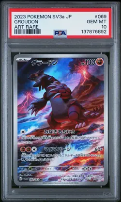Pokemon Japanese SV3a Raging Surf #069 Groudon Art Rare PSA 10 Gem Mint (2023) - Image 1
