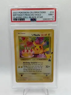 2021 POKEMON CELEBRATIONS CLASSIC COLL #24 BIRTHDAY PIKACHU-HOLO PSA 9 - Image 1