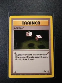 Pokemon Fossil Gambler Common Trainer Card 60/62 LP - Image 1