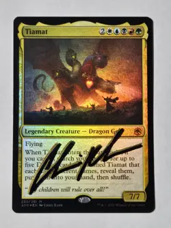 Foil TIAMAT Chris Rahn ARTIST SIGNED Autographed MTG Magic Dragon AFR Shadow NM! - Image 1