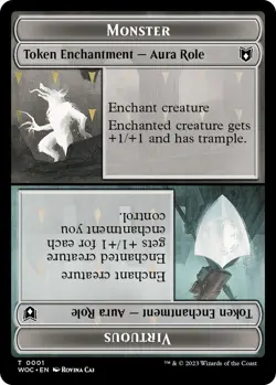 MTG Wilds of Eldraine Commander - Monster / Virtuous Role & Copy [Token] - Image 1