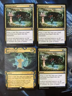 x4 Growth Spiral MTG Commander 2020 Common NM - 1 Extended Art X3 Regular Art - Image 1
