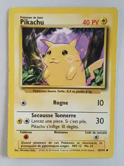 Carte pokemon FRANCAIS Pikachu (BS 58) Set de Base [PLAYED] 18.07.2025A - Image 1