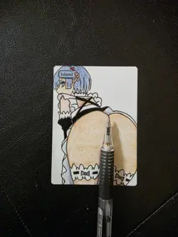 Magic MTG Altered Island / Land Card | Original Hand Drawn & Color Anime Girl - Image 2