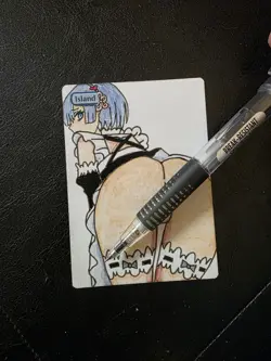 Magic MTG Altered Island / Land Card | Original Hand Drawn & Color Anime Girl - Image 3