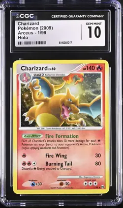 CGC 10 GEM MINT Charizard 2009 Arceus 1/99 Holo Pokemon Card - Image 1