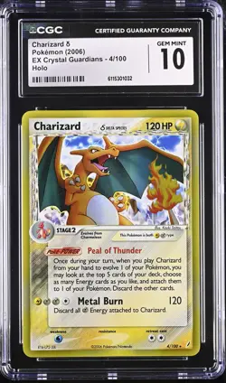 CGC 10 GEM MINT Charizard 2006 EX Crystal Guardians 4/100 Holo Pokemon Card - Image 1