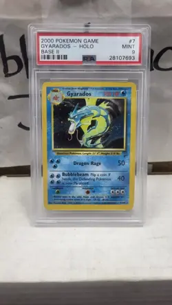 2000 GYARADOS SWIRL HOLO FOIL BASE SET II 2 POKEMON TCG PSA 9 MINT #7/130 - Image 1