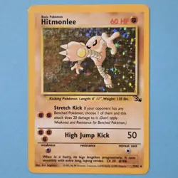 Pokemon TCG Hitmonlee Fossil Set (1999) 7/62 Unlimited Holo Rare MP - Image 1