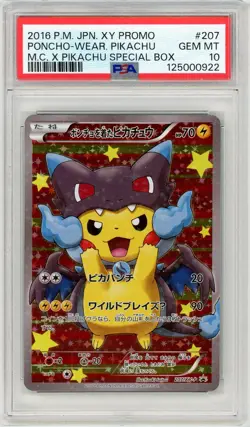 Pokemon Poncho Wearing Pikachu Mega Charizard #207/XY-P Japanese PSA 10 Gem Mint - Image 1