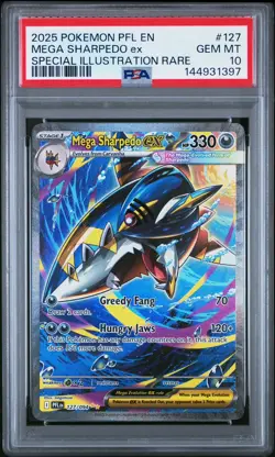 2025 POKEMON PHANTASMAL FLAMES SPECIAL ILLUSTRATION RARE MEGA SHARPEDO EX PSA 10 - Image 1