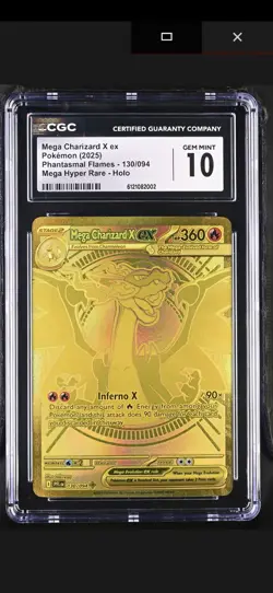CGC 10 Mega Charizard X ex 130/094 Gold Hyper Rare Pokemon Phantasmal Flames Gem - Image 1