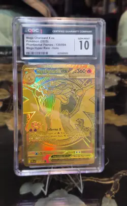 CGC 10 Mega Charizard X ex 130/094 Gold Hyper Rare Pokemon Phantasmal Flames Gem - Image 3