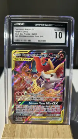 2019 POKEMON #SM230 CHARIZARD BRAIXEN GX TAG TEAM CGC GEM MINT 10 - Image 1