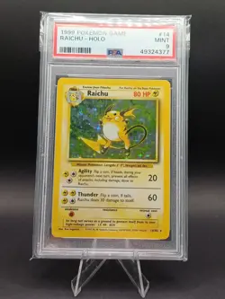 PSA 9 RAICHU - Pokemon Card Unlimited 1999 Base Set #14 HOLO Mint WOTC - Image 1
