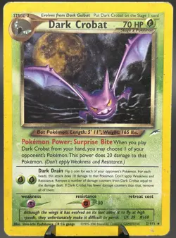 Dark Crobat 2/105 Neo Destiny Holo Rare WOTC Vintage Pokemon Card HP - Image 1
