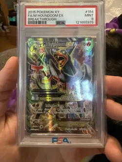 Pokemon M Houndoom EX 154/162 PSA 9 Mint Breakthrough Holo Full Art FA 2015 Rare - Image 1