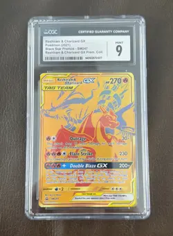 Pokemon Slab CGC 9 Reshiram and Charizard GX Tag Team Black Star Promo - Image 1