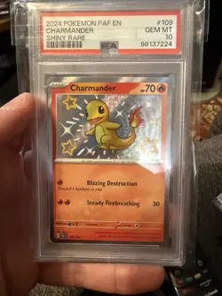 2024 POKEMON PAF EN-PALDEAN FATES SHINY RARE #109 CHARMANDER PSA 10 - Image 1